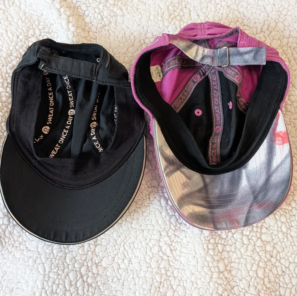 2 Lululemon Running Hats With Pockets - Black and Pink - Picture 4 of 4